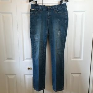 Lady Enyce Distressed "Patch" Jeans Boot Cut sz 28